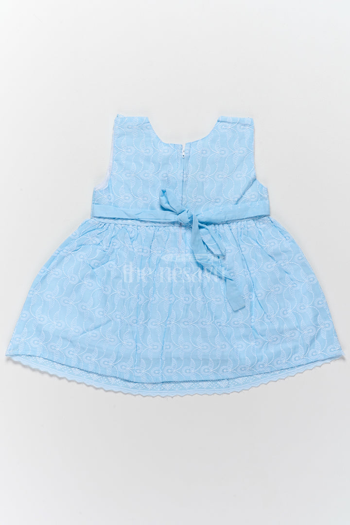 Baby Cotton Newborn Dress with Light Blue Embroidered Detailing