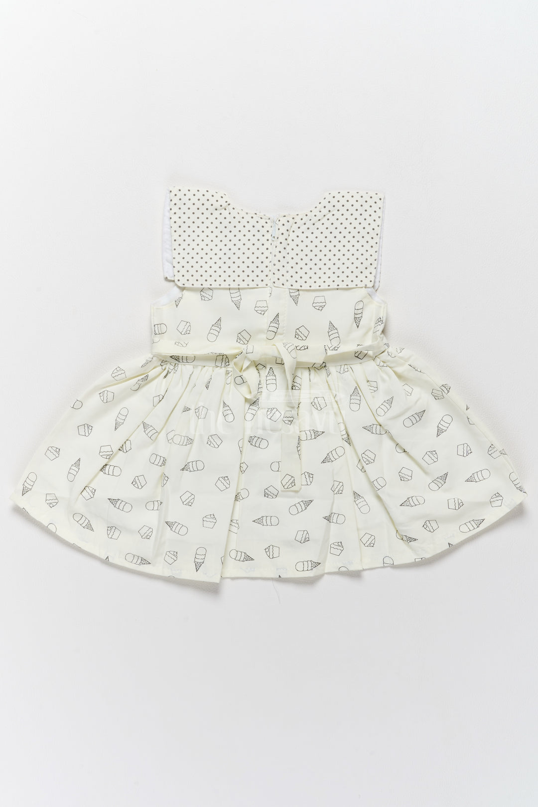 Baby Cotton Frock with Cute Ice Cream Print and Polka Dot Yoke