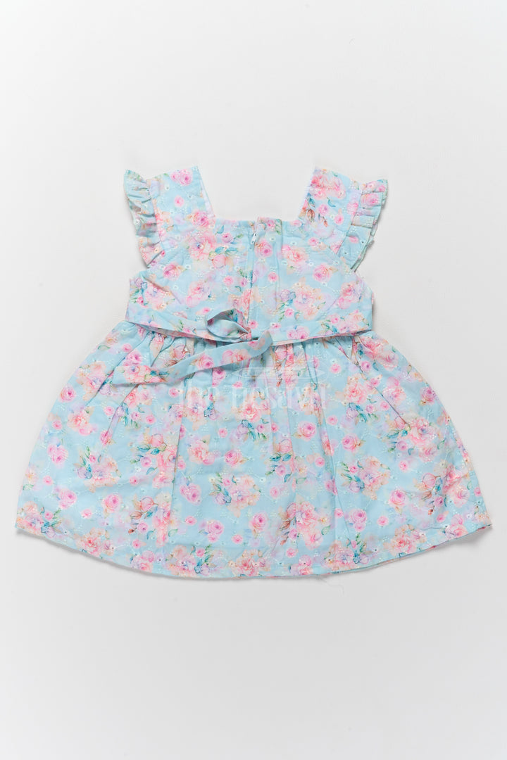 Baby Hakoba Cotton Dress with Floral Print and Lace Detailing