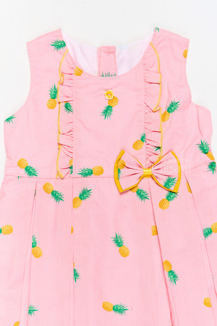 Baby Girl Clothing Set with Pineapple Print Bow Accent Baby Casual Outfit