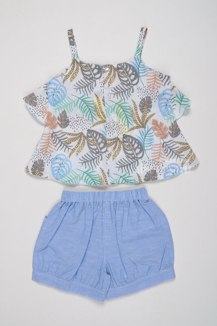 Stylish Newborn Baby Girl Clothes with Tropical Print and Denim Shorts