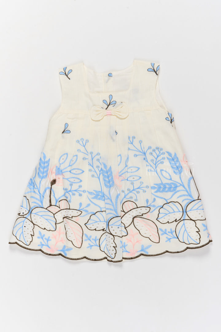 Daily Wear Newborn Baby Girl Clothes with Delicate Blue Floral Embroidery