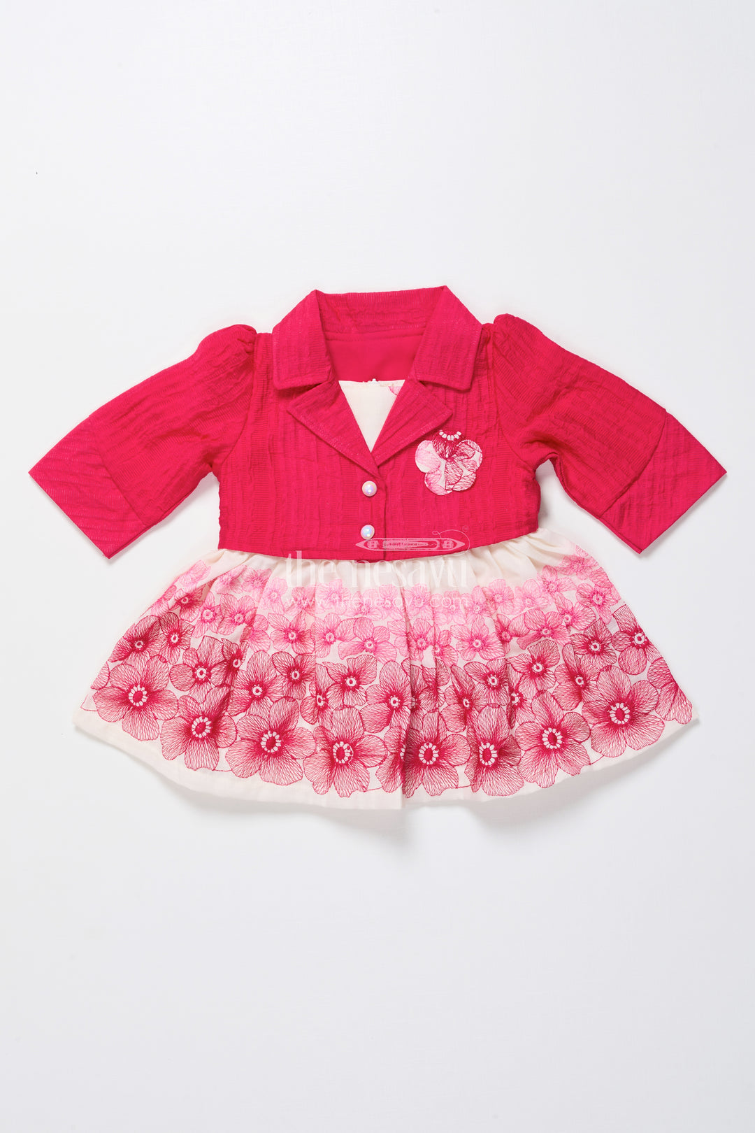 Baby cotton embroidered frock with formal collar design