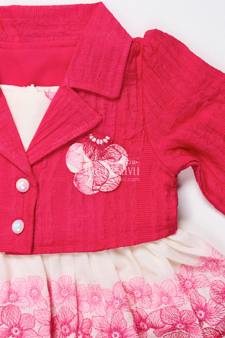 Baby cotton embroidered frock with formal collar design