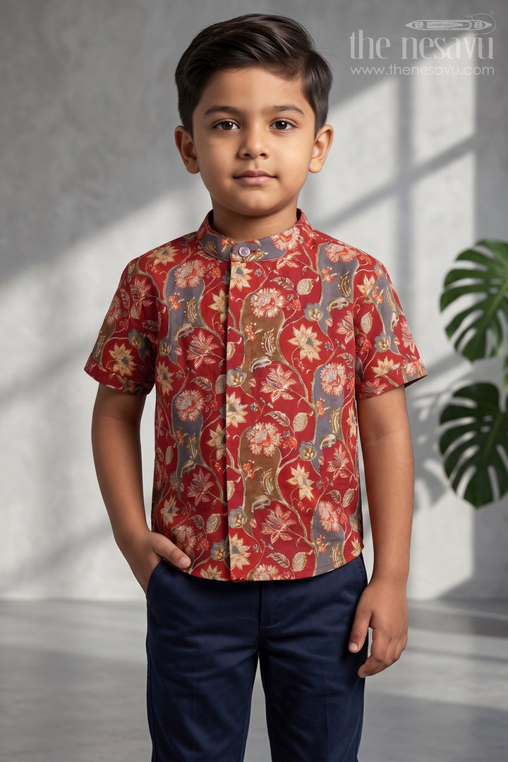 Boys Floral Cotton Shirta Timeless Elegance