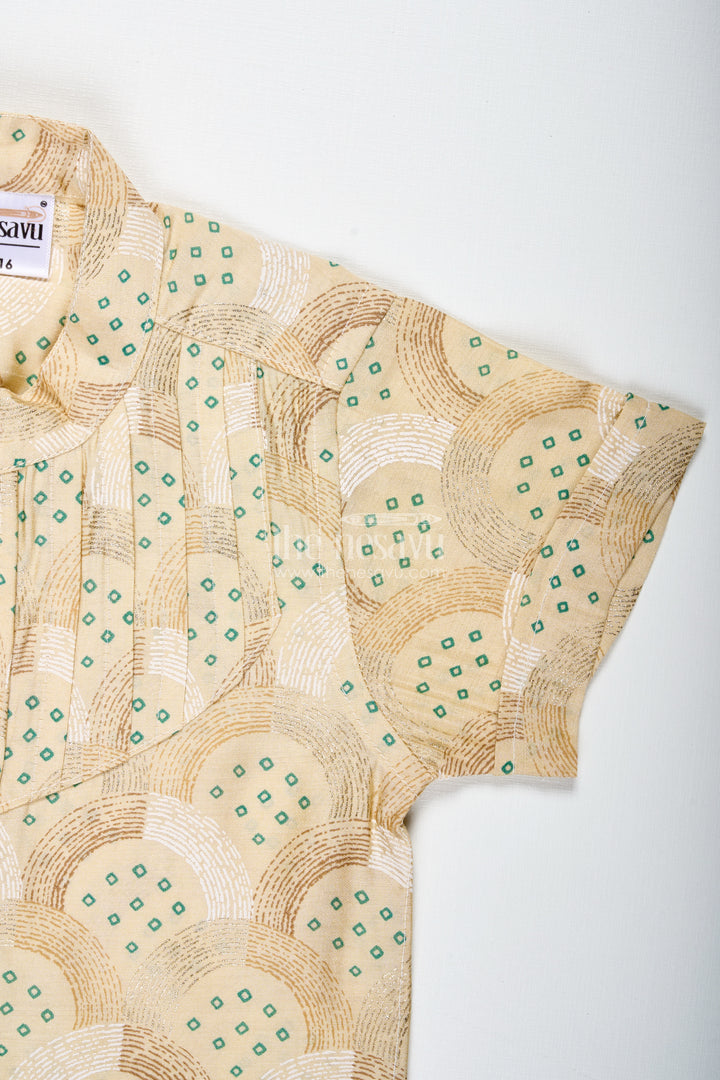 Boys Cotton Shirt With Abstract Block Print For Casual And Festive Days
