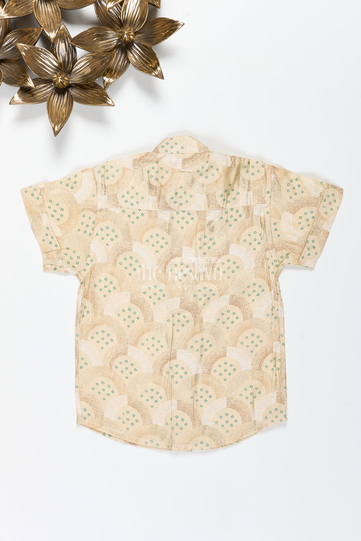 Boys Cotton Shirt With Abstract Block Print For Casual And Festive Days