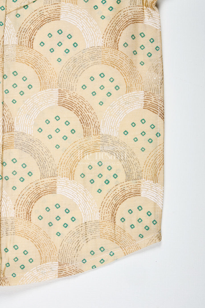 Boys Cotton Shirt With Abstract Block Print For Casual And Festive Days