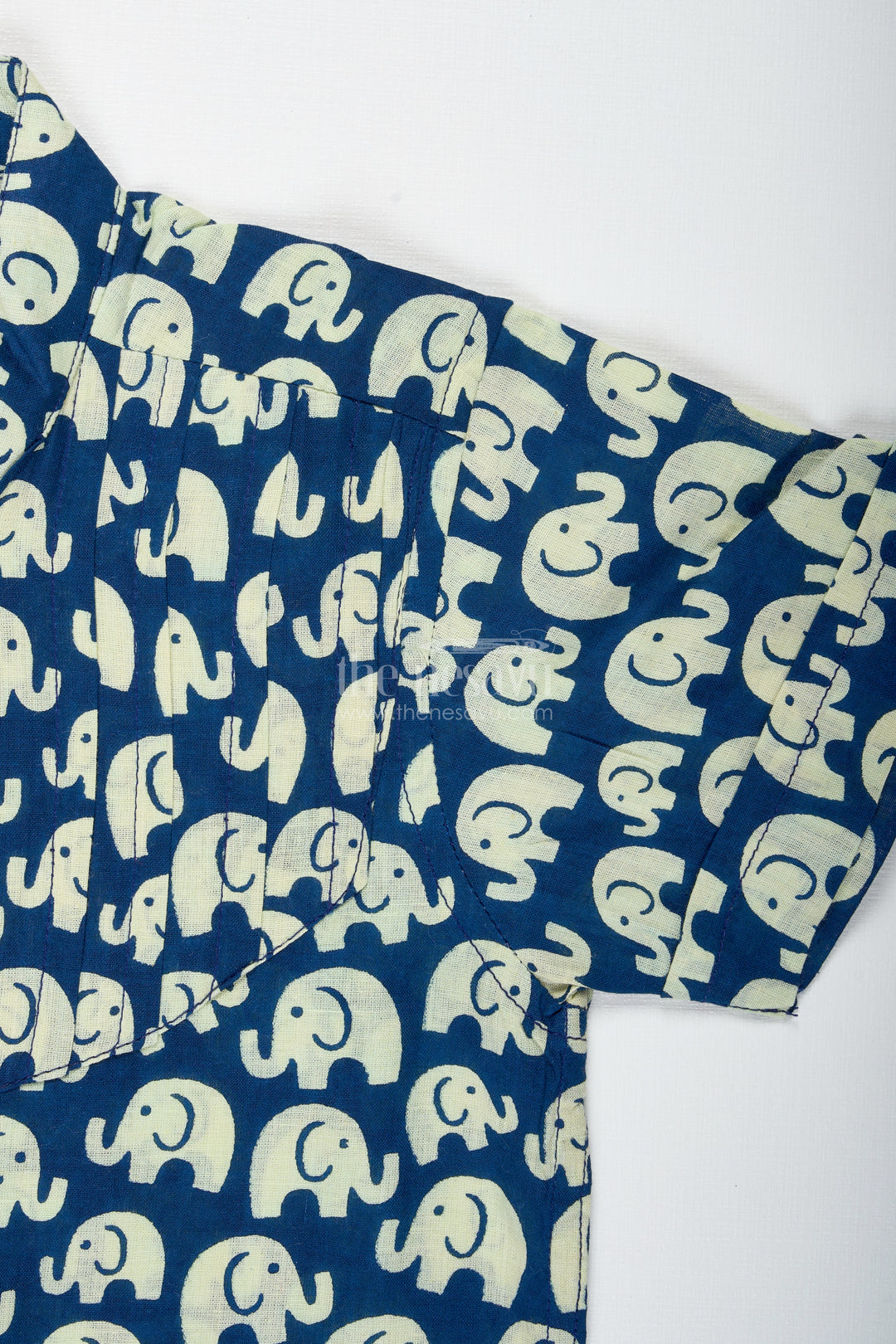 Boys Cotton Shirt With Elephant Block Print For Casual And Festive Wear