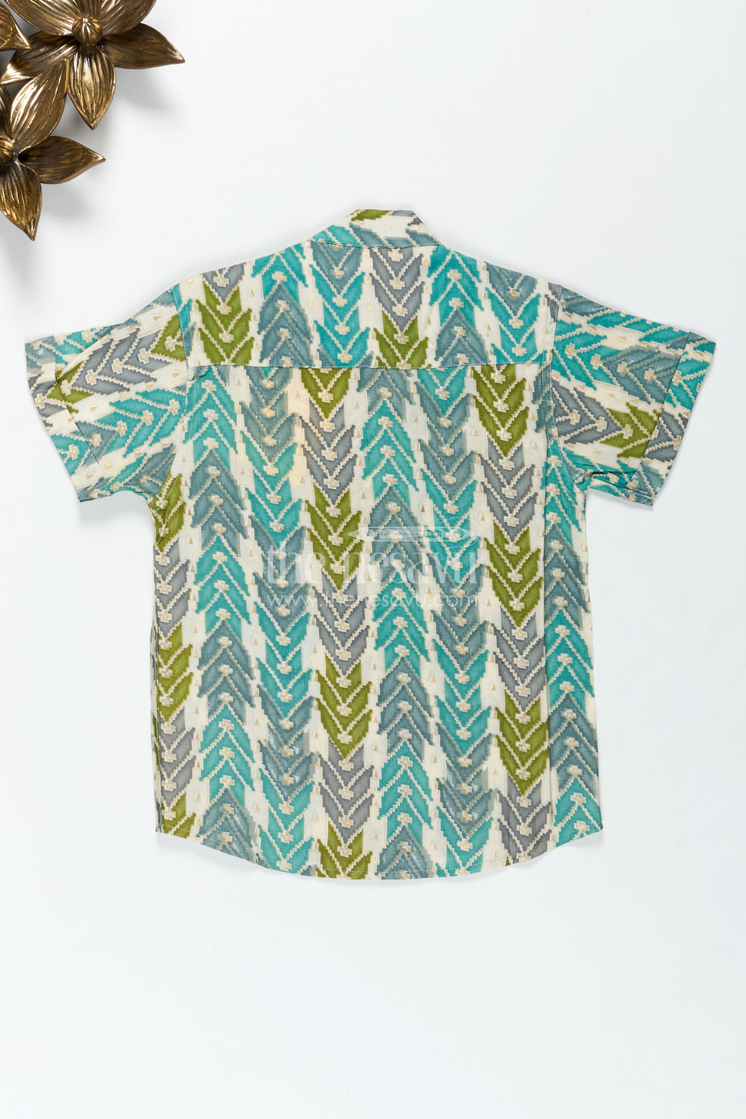 Printed Casual Shirt for Baby Boys in Green and Blue Arrow Design with Soft Modal Silk Comfort