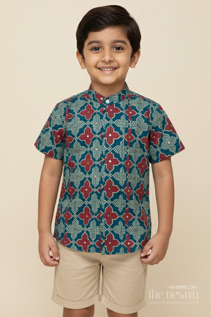 Boys Festive Printed Shirt for Ethnic Day and Casual Functions
