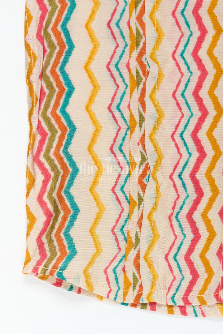 Colorful Striped Shirt for Ethnic Day at School with Vibrant Zigzag Print in Bright Festive Tones