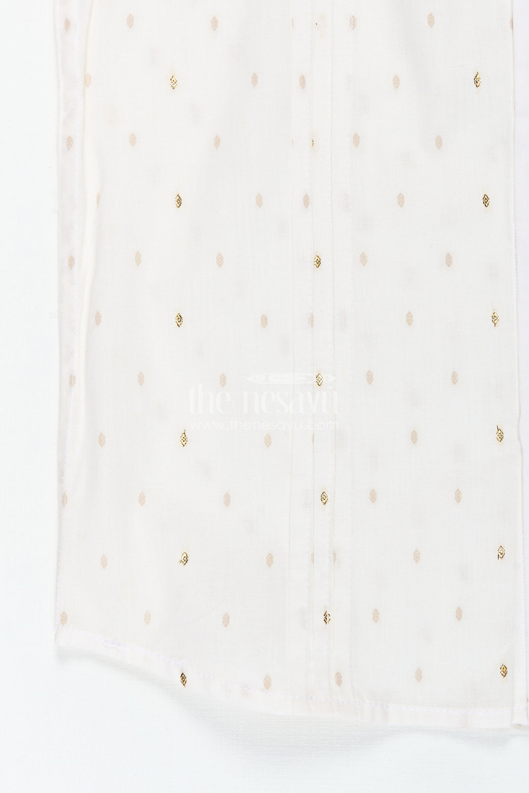 Off White Printed Cotton Shirt for Boys with Gold Butta Design for Subtle Festive and Everyday Wear