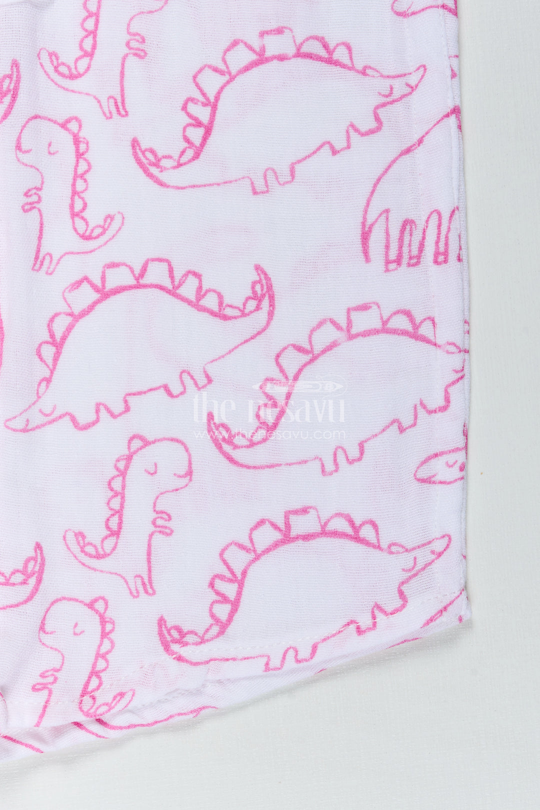 Pink Dinosaur Print Boys Shirt In Soft Muslin Cotton Birthday Special
