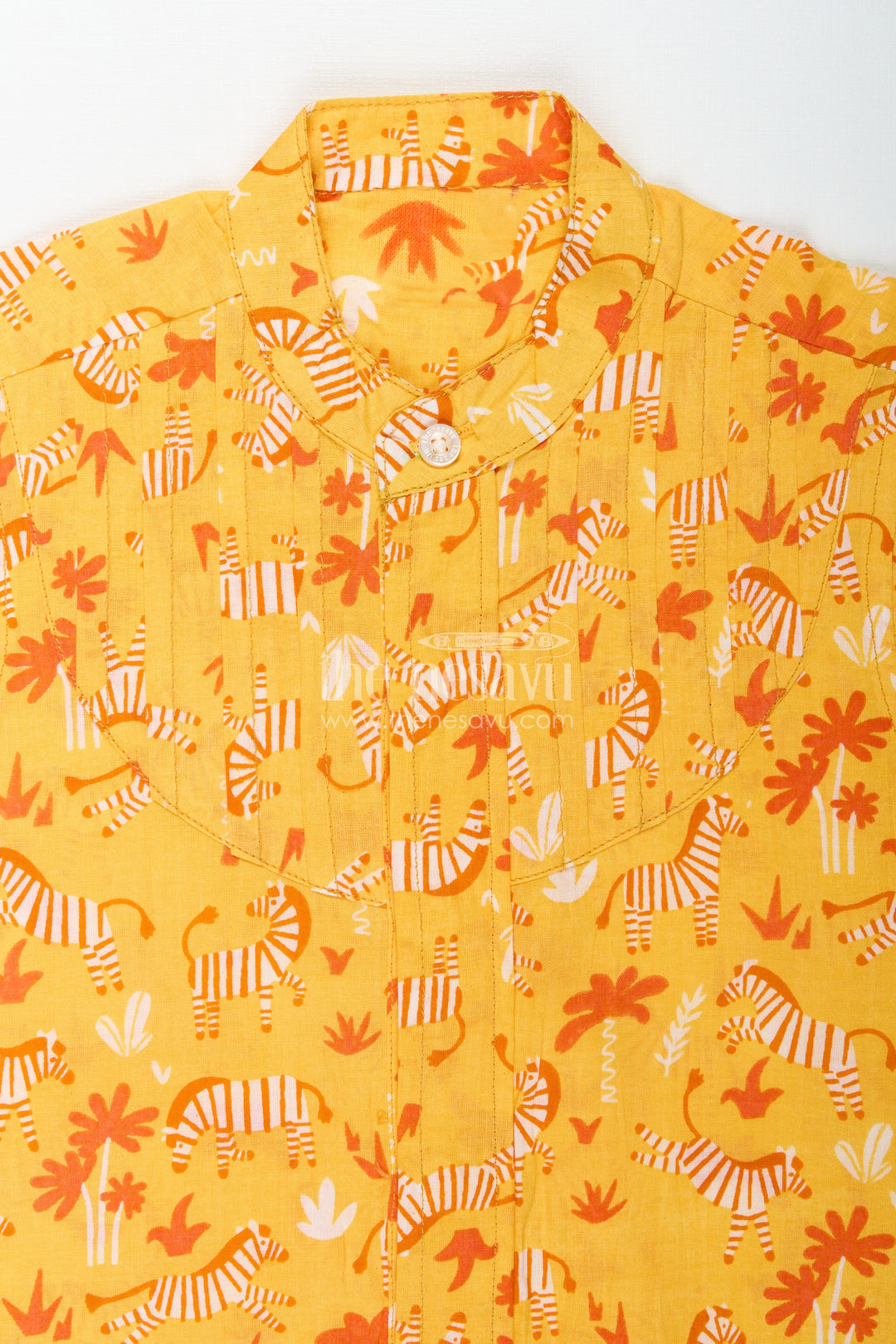 Jungle Theme Boys Shirt In Soft Cotton Zebra & Tree Prints For Toddlers