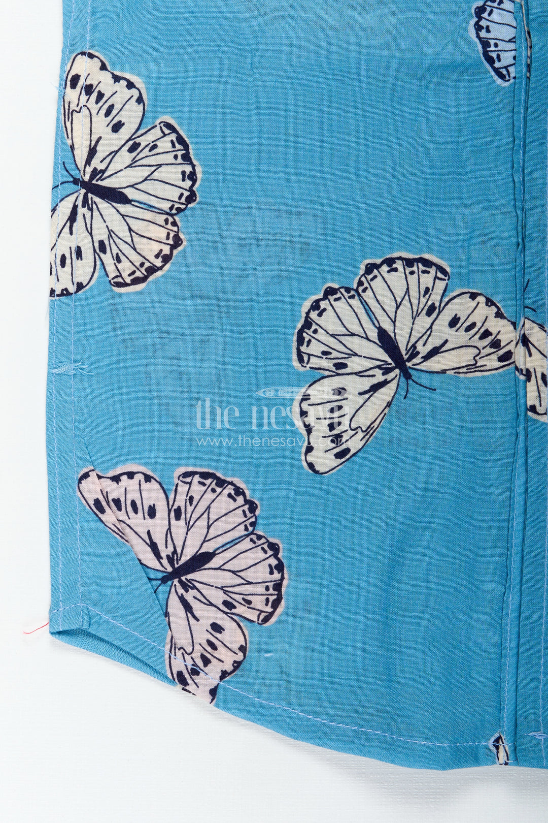 Boys Butterfly Print Summer Cotton Shirt In Soft Blue Nature Theme Design