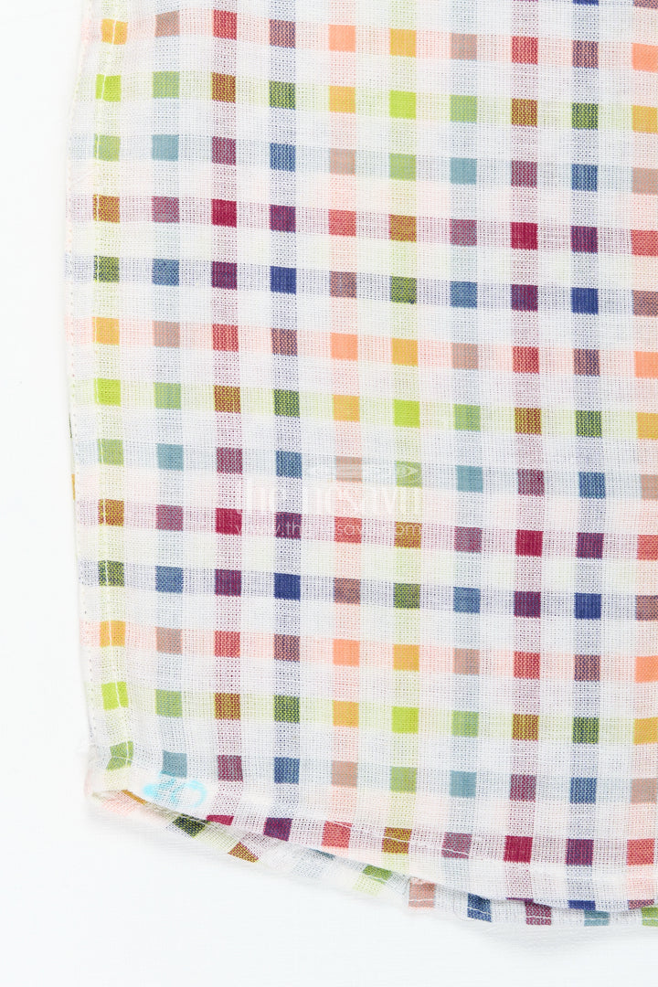 Multicolour Shirt for Boys in Lightweight Muslin Cotton with Checkered Design and Breezy Fit