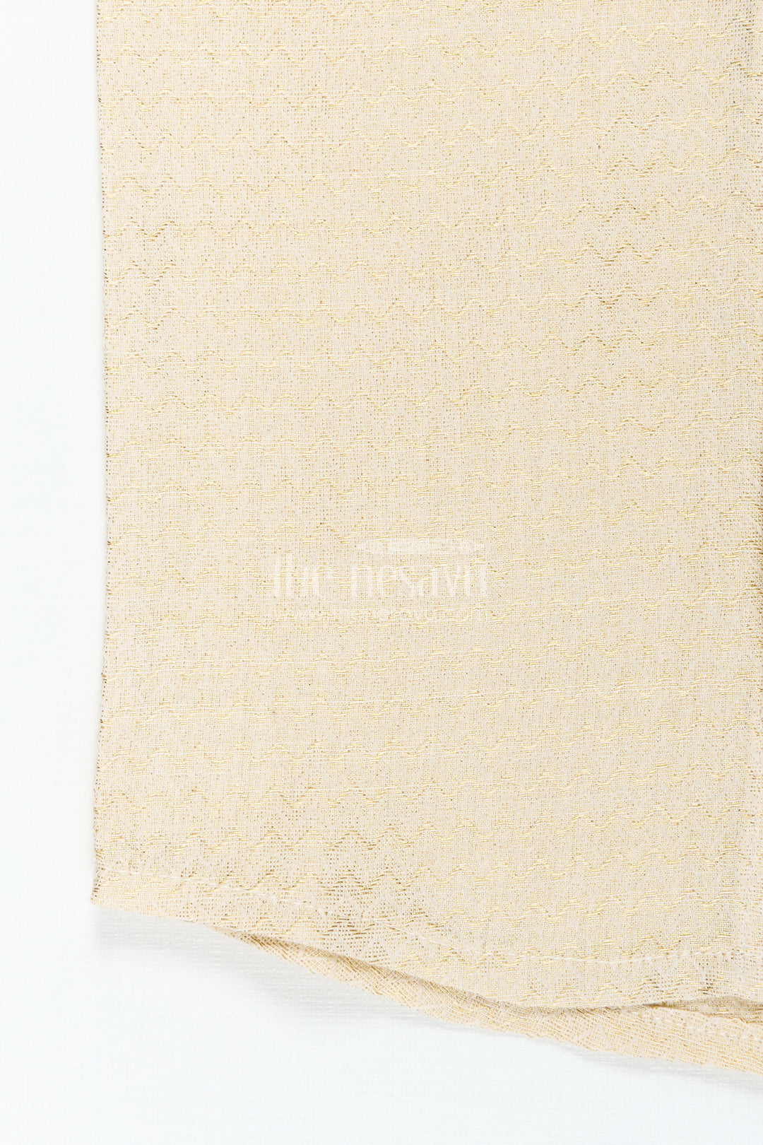 Cotton Festive Shirt for Boys in Gold Silk Blend with Mandarin Collar and Subtle Pattern Detail