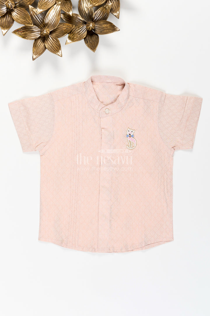 Boys Beige Tissue Kurta Shirt