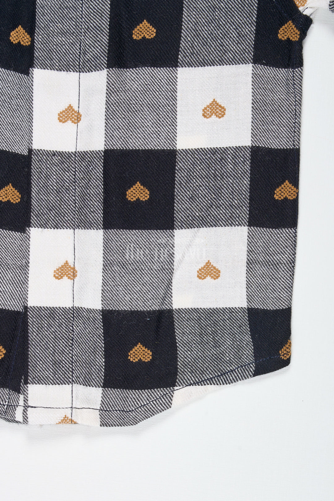 Boys Black And White Checkered Shirt With Heart Motif For Outings And Casual Wear