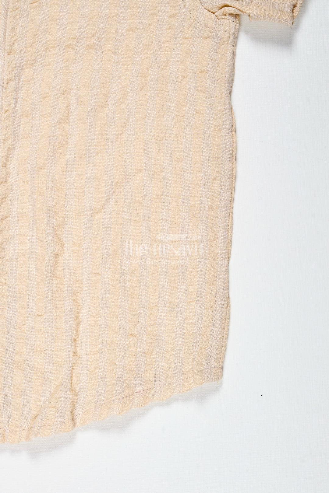 Boys Cream Cotton Shirt For Casual Festive Gatherings