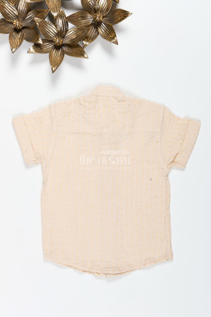 Boys Cream Cotton Shirt For Casual Festive Gatherings