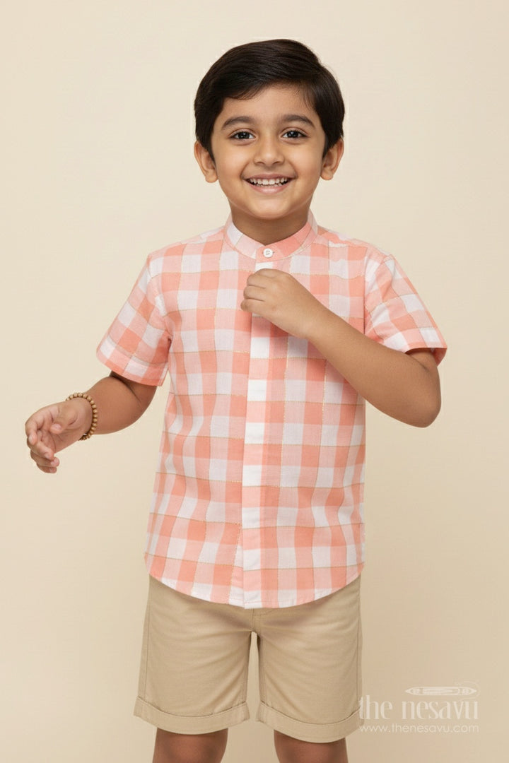 Boys Checked Cotton Shirt for Summer Outings and School Wear