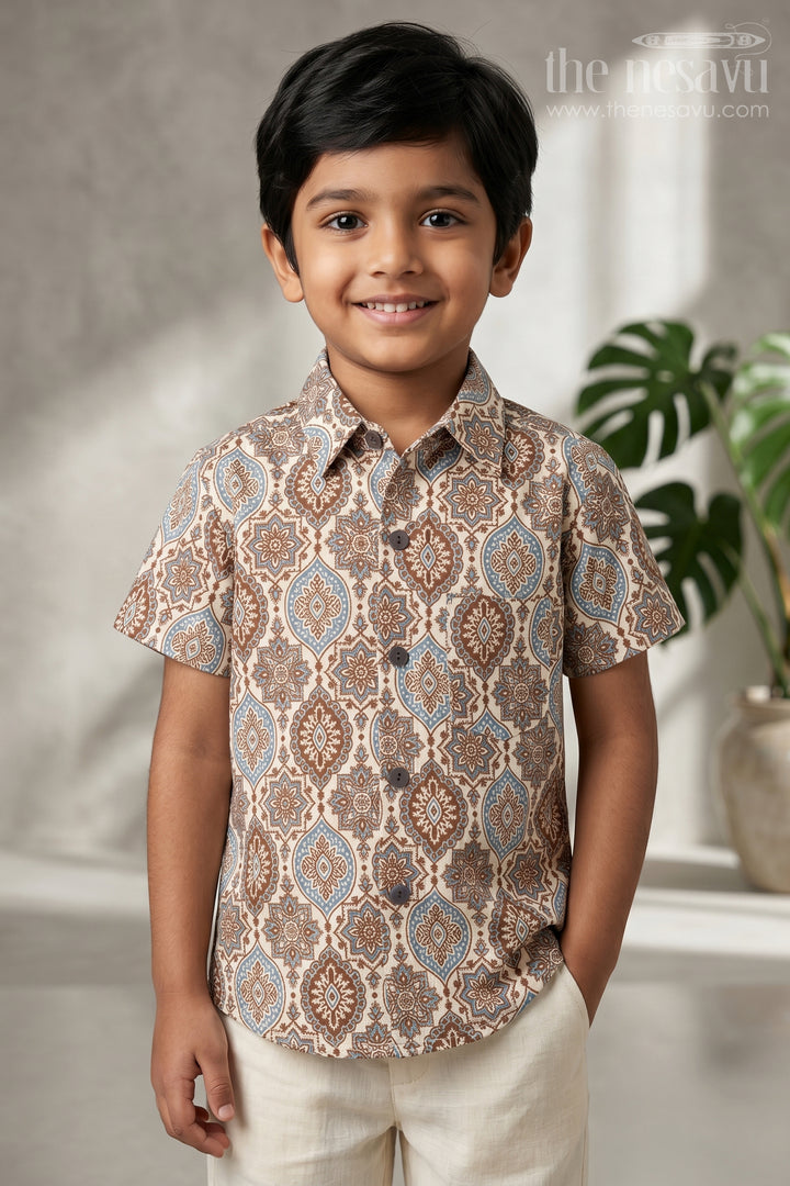 Boys Printed Cotton Shirt for Casual Outings and Festive Wear