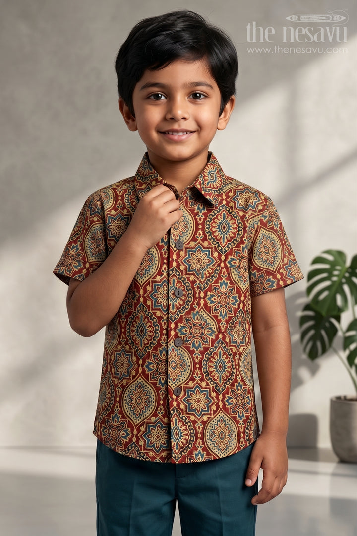 Boys Printed Cotton Shirt for Casual Outings and Vacation Wear