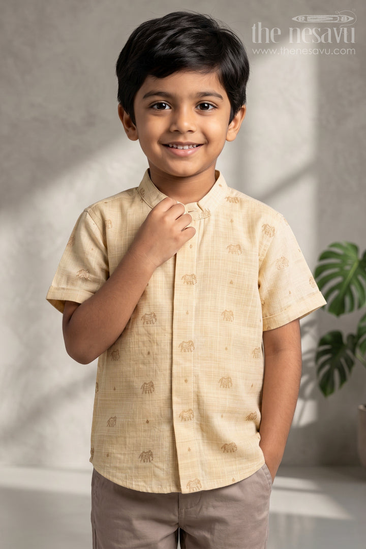 Boys Ethnic Silk Shirt for Wedding Functions and Temple Visits