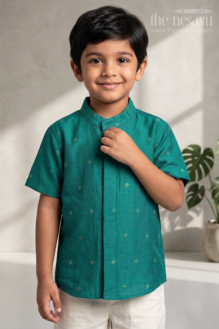 Boys Chanderi Shirt for Festive Gatherings and Holiday Wear