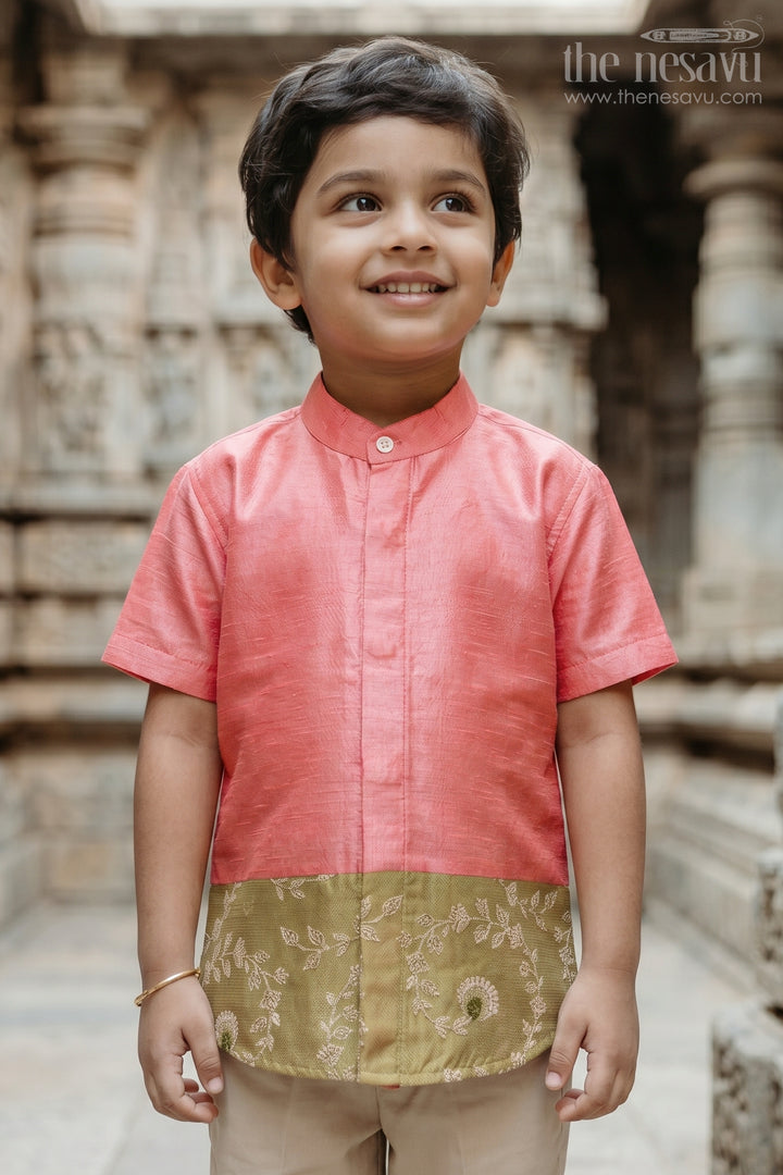Boys Raw Silk Shirt for Festive Family Functions and Cultural Celebrations