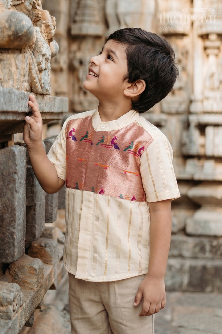 Boys Cotton Shirt for Ethnic Day Celebrations and Festive Gatherings