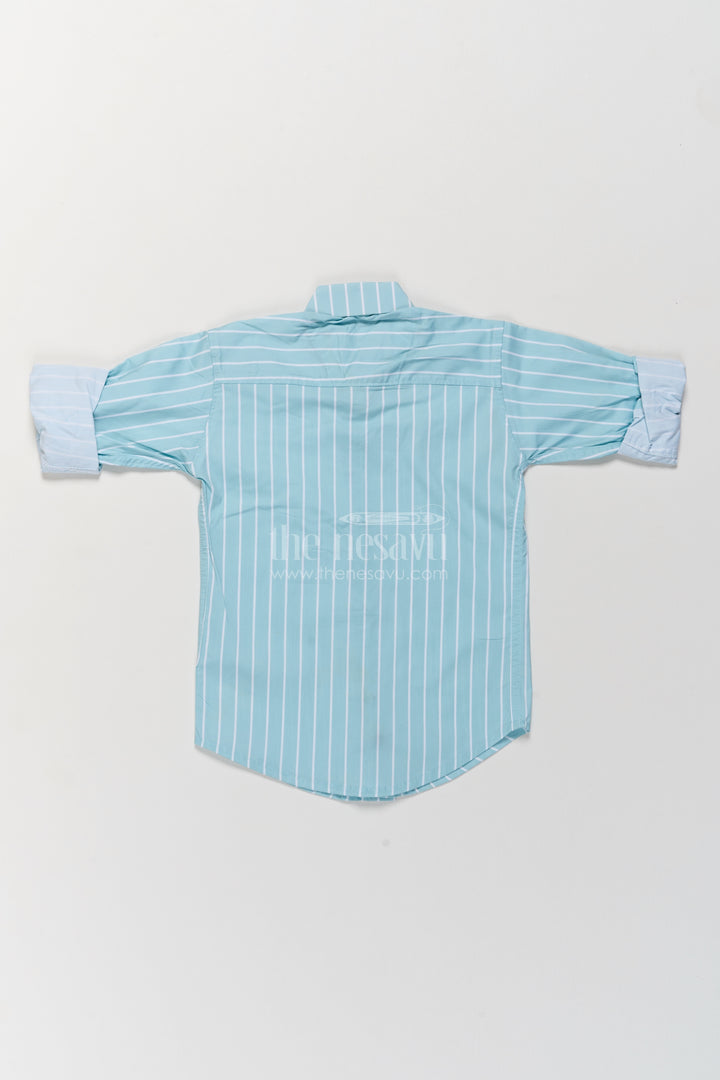 Boys Cotton Shirt in Blue with Smart Tailoring