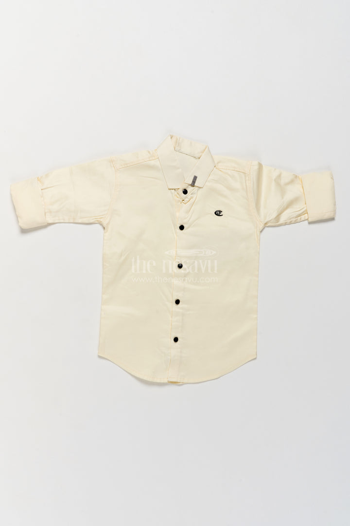 Boys Cotton Shirt in Off White for Special Functions