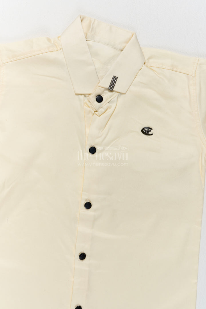 Boys Cotton Shirt in Off White for Special Functions