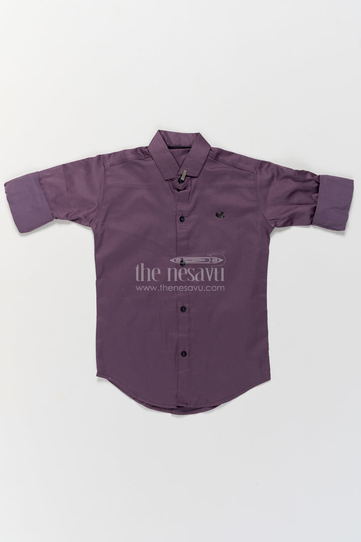 Boys Cotton Shirt in Purple with Smart Tailoring