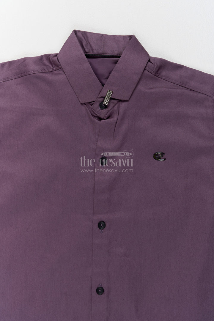 Boys Cotton Shirt in Purple with Smart Tailoring