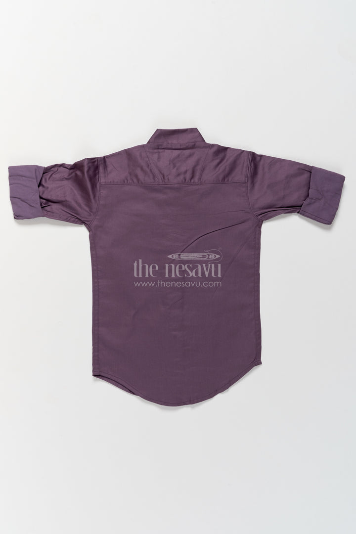 Boys Cotton Shirt in Purple with Smart Tailoring