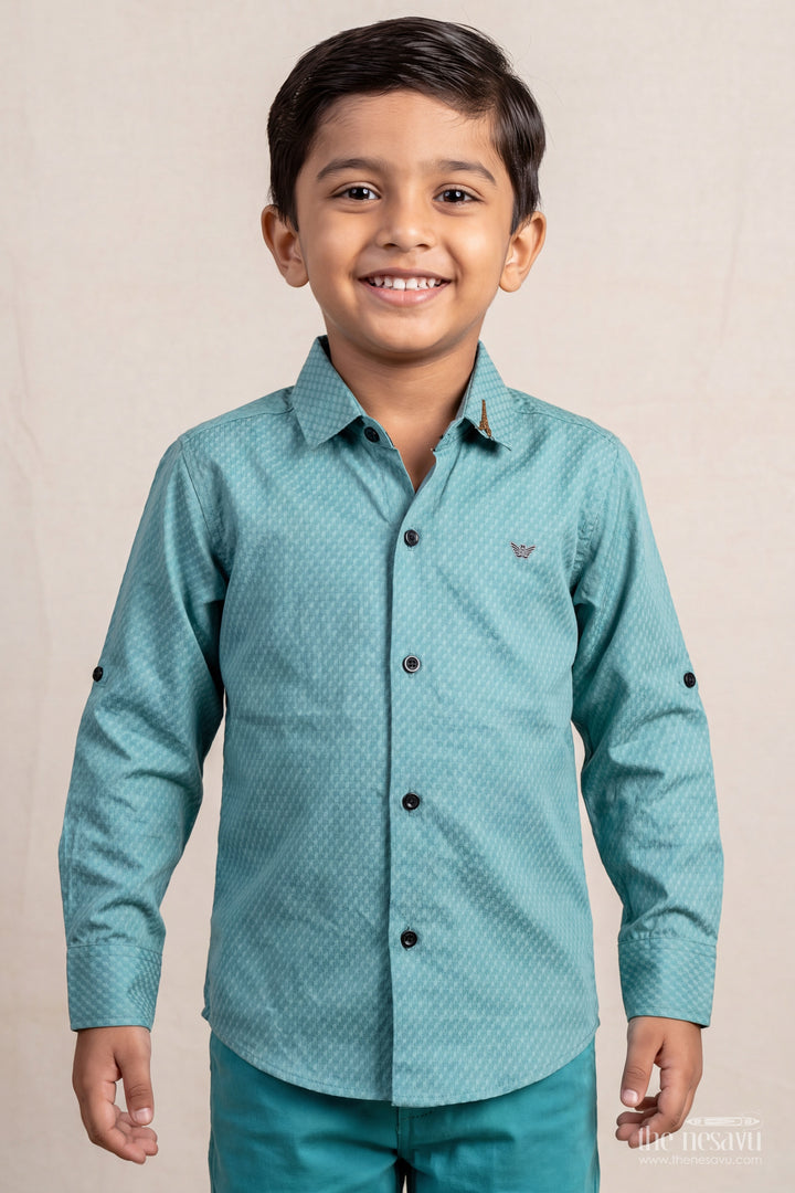 Boys Cotton Shirt in Turquoise for Portrait Days