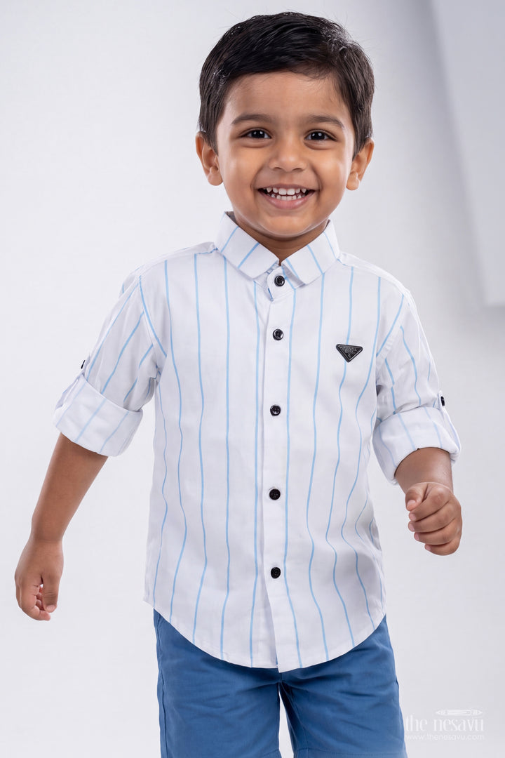 Boys Cotton Shirt in White with Smart Tailoring