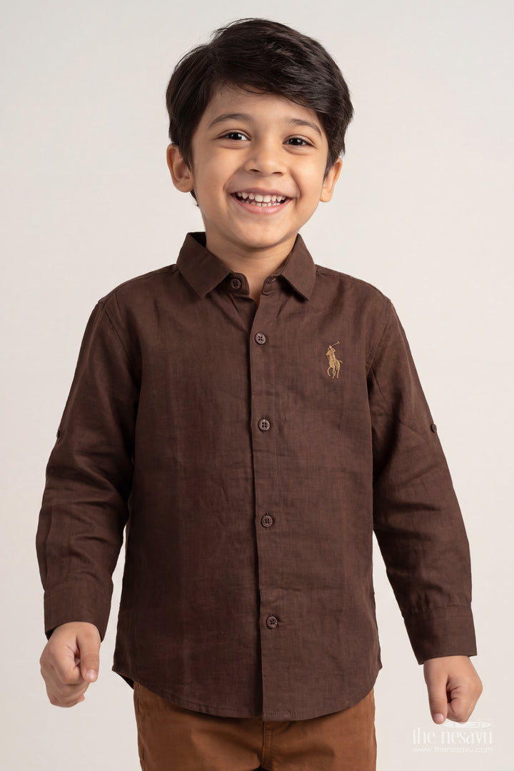 Boys Casual Shirt in Brown for Celebrations and Photos
