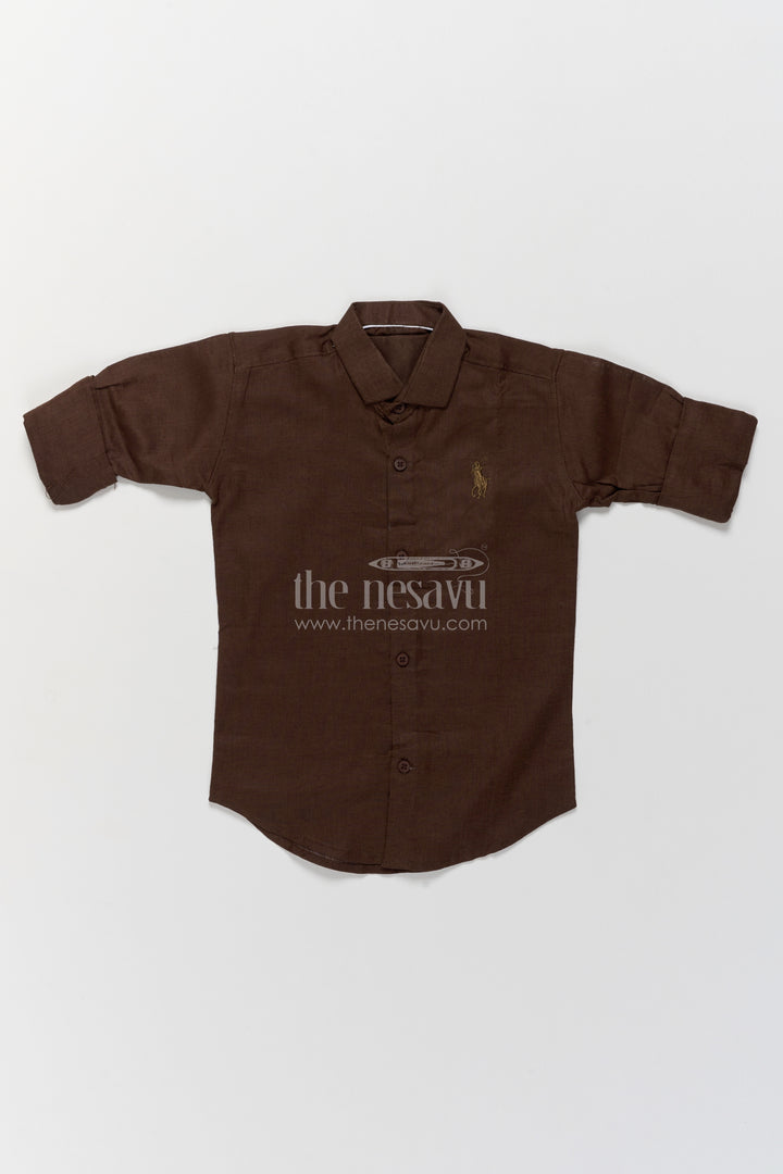 Boys Casual Shirt in Brown for Celebrations and Photos