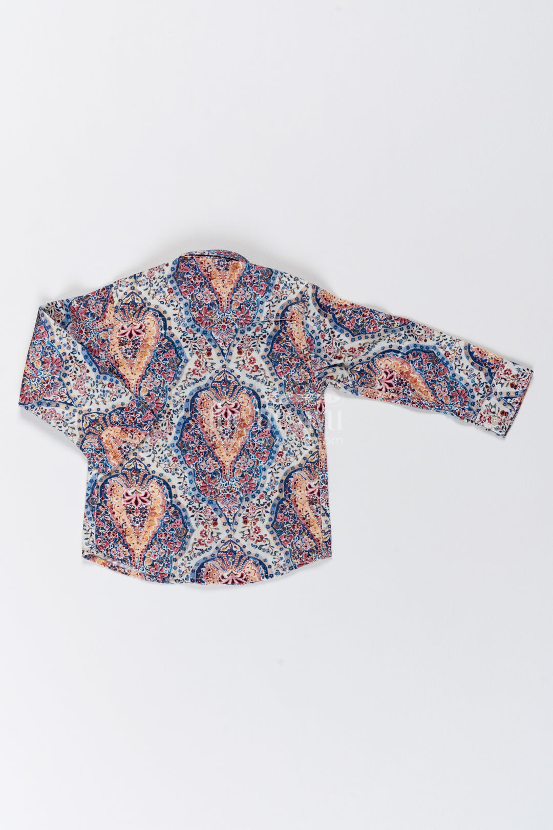 Boys Cream Multicolour Oversized Paisley Cotton Shirt
