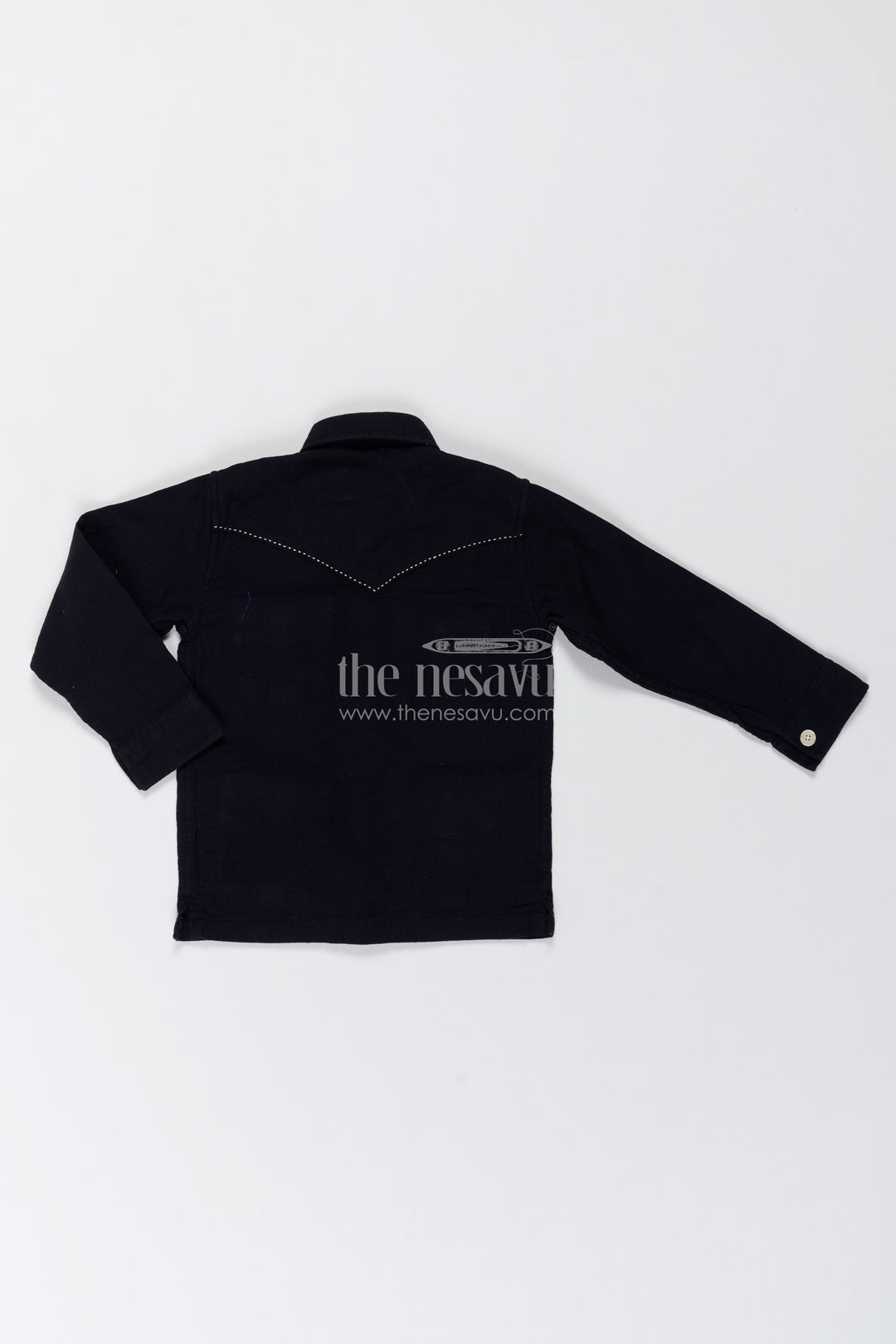 Boys Black Muslin Cotton Four Pocket Shirt
