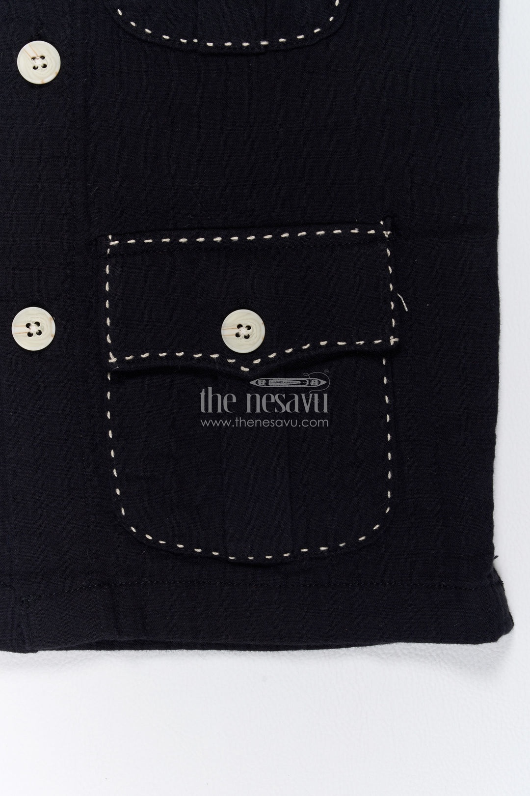 Boys Black Muslin Cotton Four Pocket Shirt