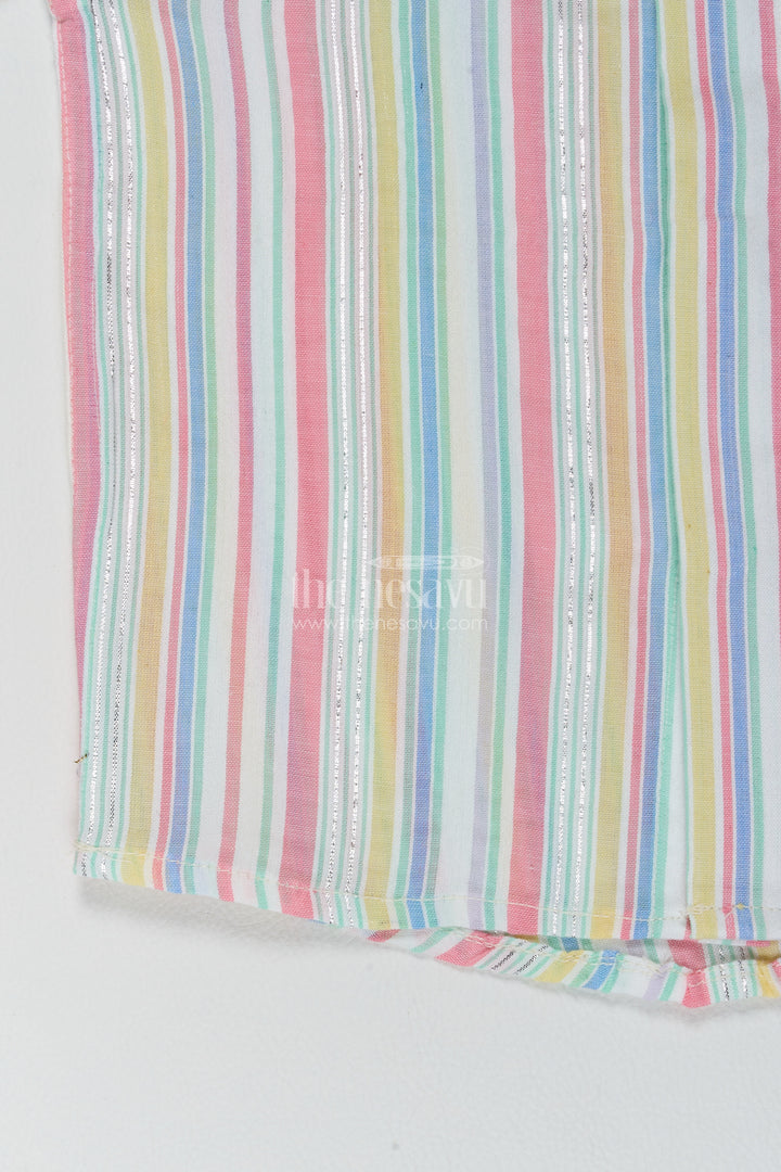 Boys Pastel Multicolour Cotton Muted Vertical Stripes Shirt