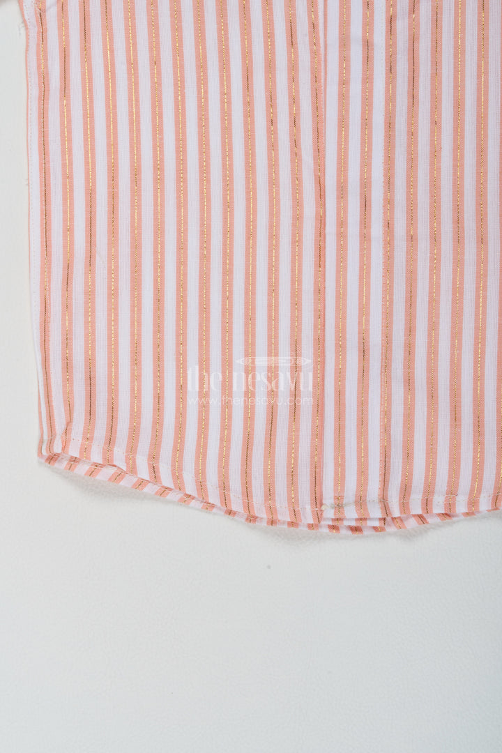 Boys Peach Narrow Stripes Cotton Shirt
