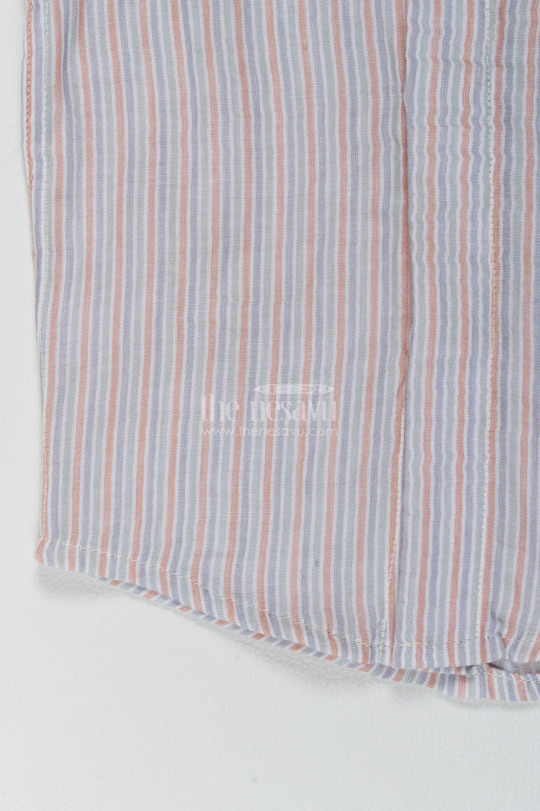Boys Sage Multicolour Fine Muted Stripes Muslin Cotton Shirt