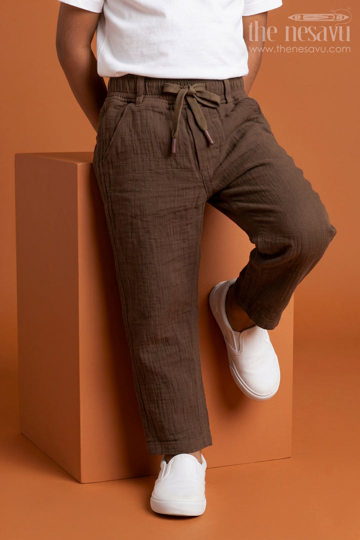 Boys Breathable Muslin Cotton Pants for Casual Outings and Daily Wear